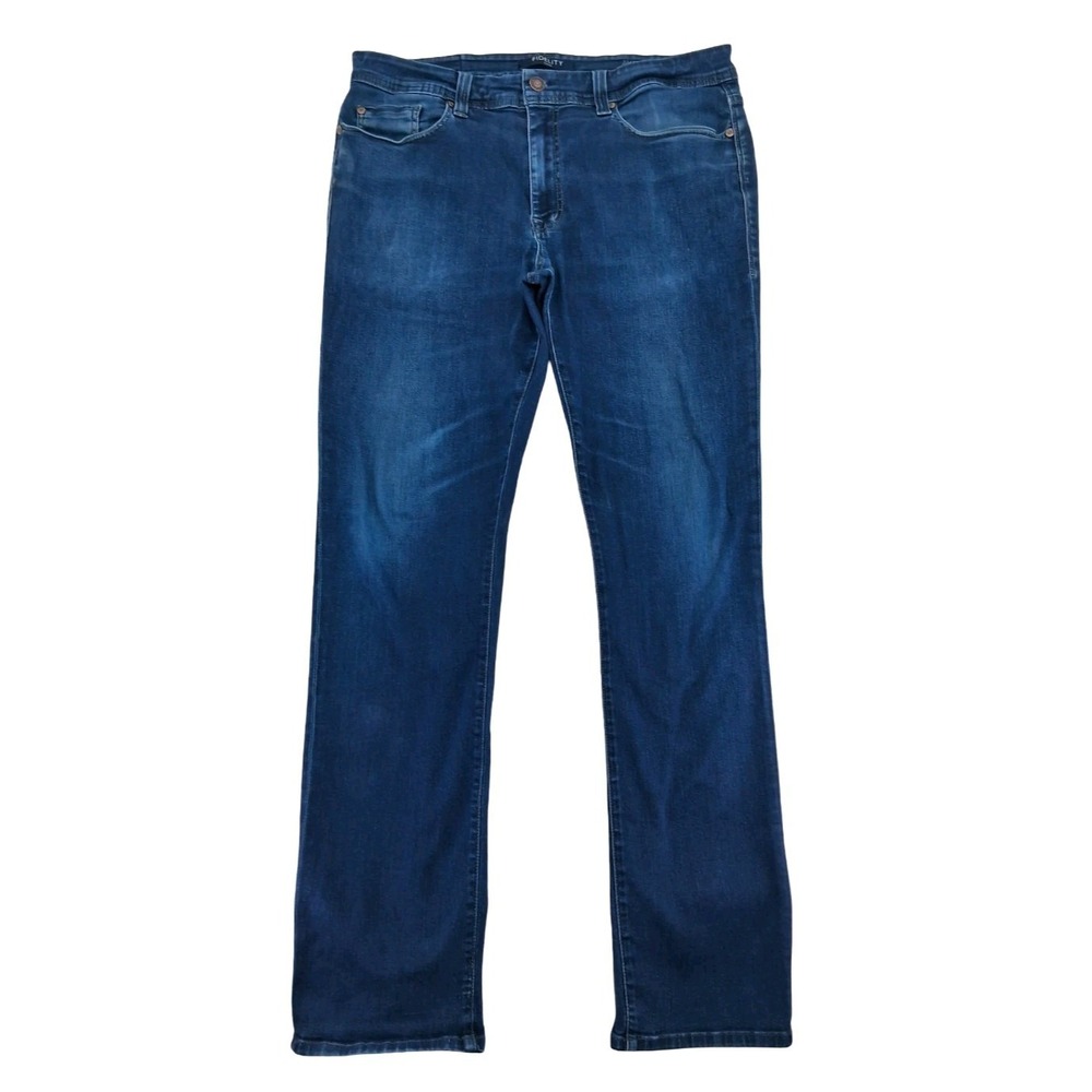 Fidelity Jimmy Jeans Mens 38x33 Blue Medium Wash Straight Denim Stretch Pants